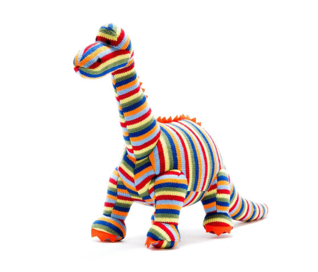 Best Years Knitted Stripe Diplodocus Dinosaur Plush Toy