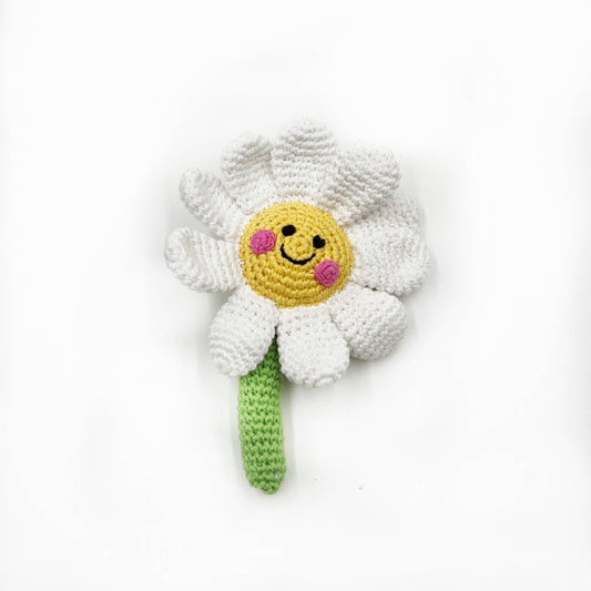 Pebblechild Baby Toy Friendly daisy-white rattle