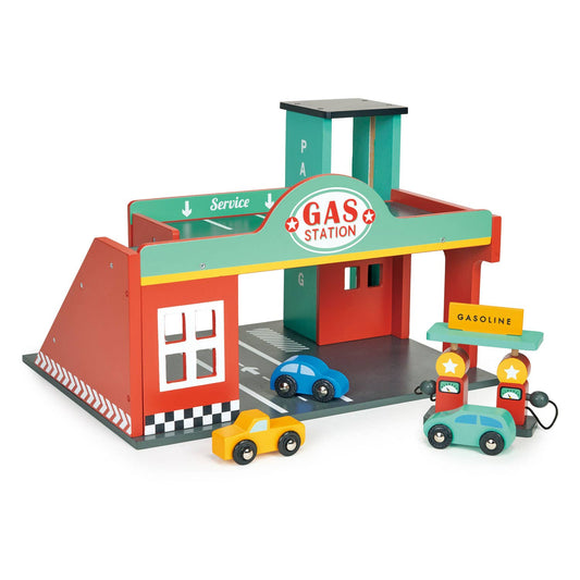 ThreadBear Tender Leaf Wooden Toy Gas Station For Kids