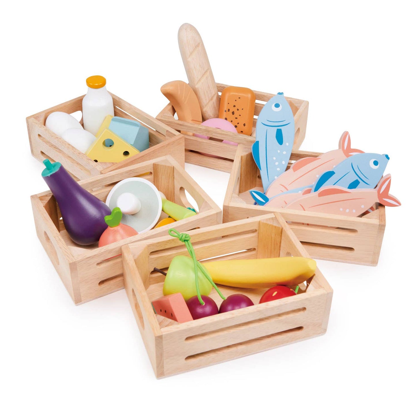 ThreadBear Tender Leaf Wooden Toy Bakery Crate For Kids