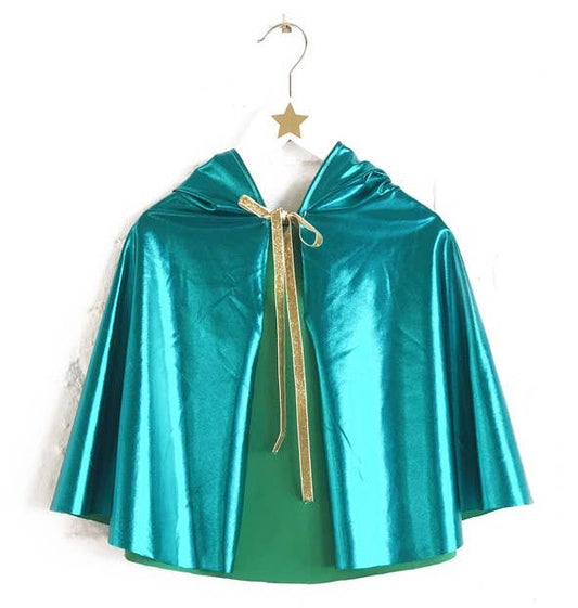 Ratatam! Blue metallic short disco cape