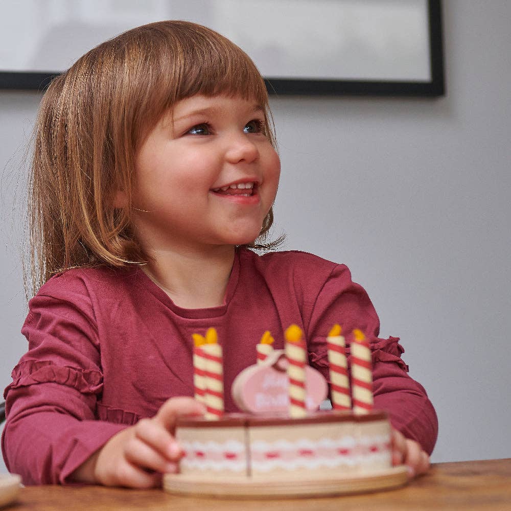 ThreadBear Tender Leaf Wooden Chocolate Birthday Cake