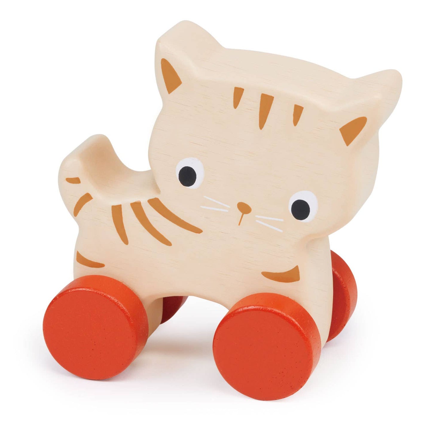 ThreadBear Tender Leaf Wooden Toy Kitten On Wheels For Kids