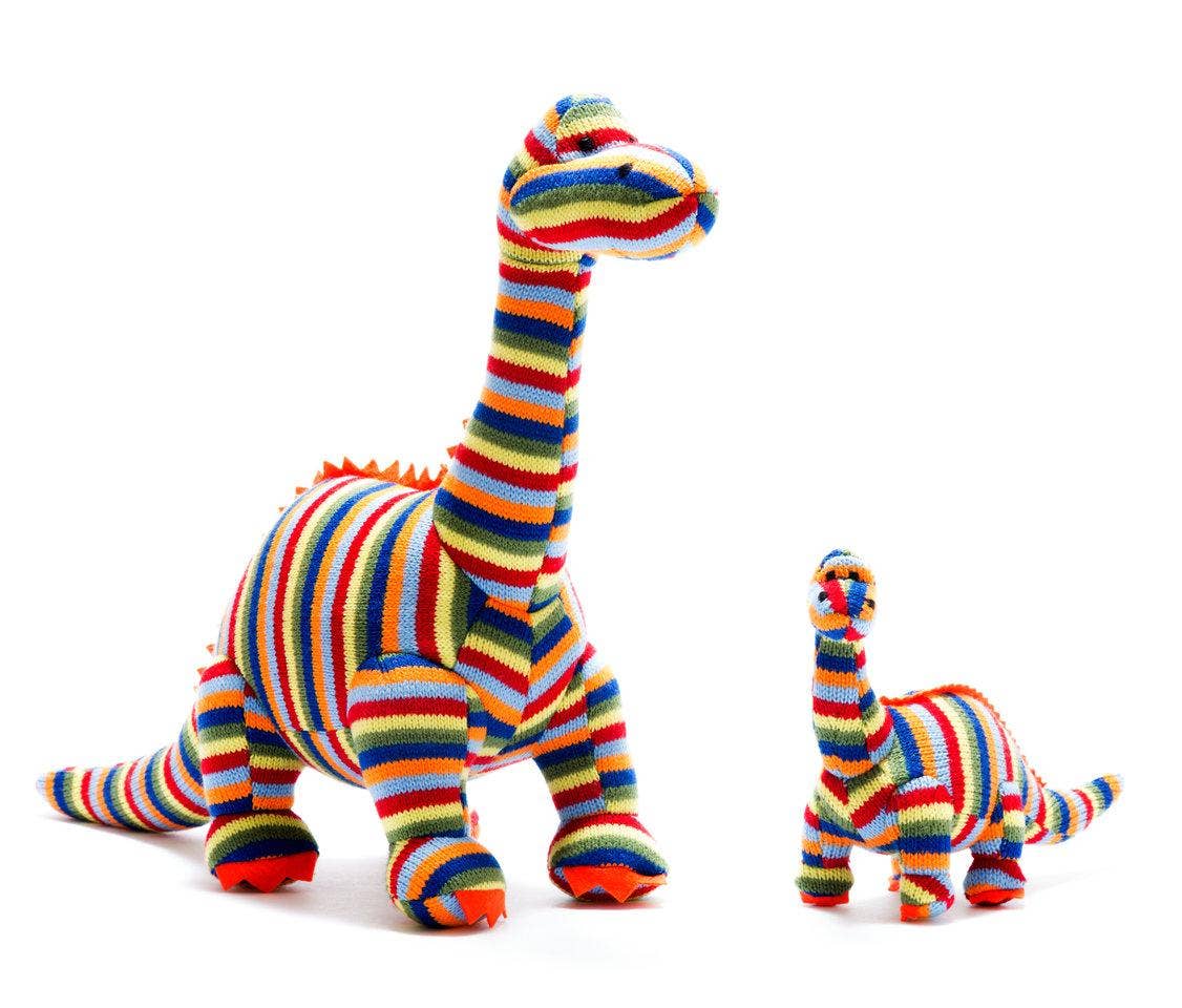 Best Years Knitted Stripe Diplodocus Dinosaur Plush Toy