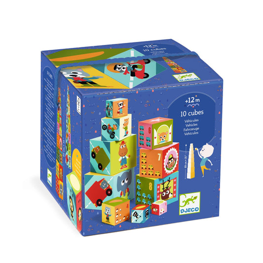 Djeco Vehicles 10 stacking cubes