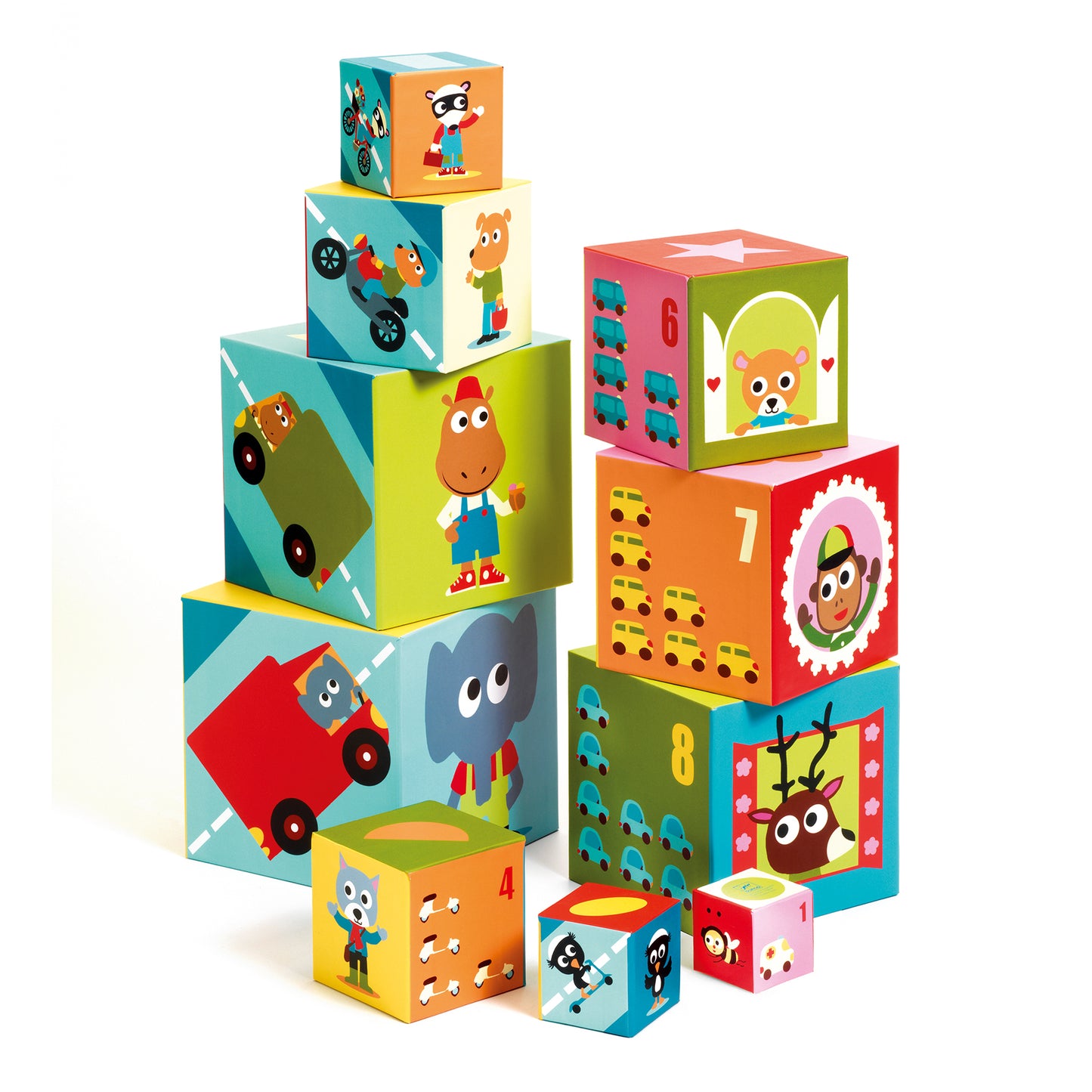 Djeco Vehicles 10 stacking cubes