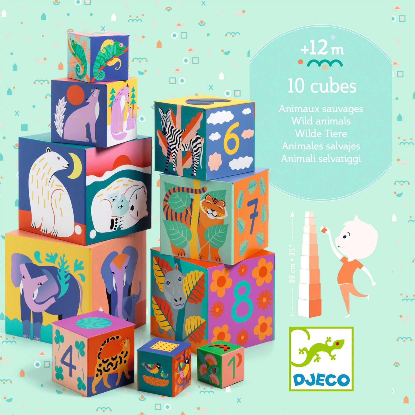 Djeco Wild Animals 10 stacking cubes