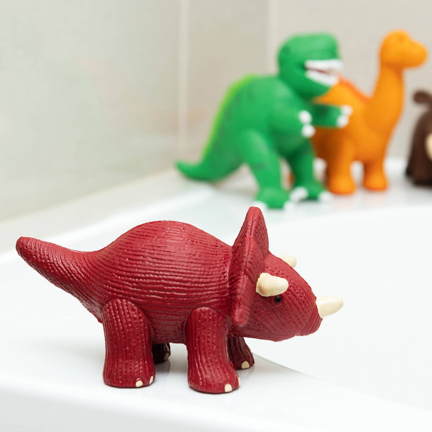 Best Years Natural Rubber Triceratops Dinosaur Toy, Bath Toy & Teether