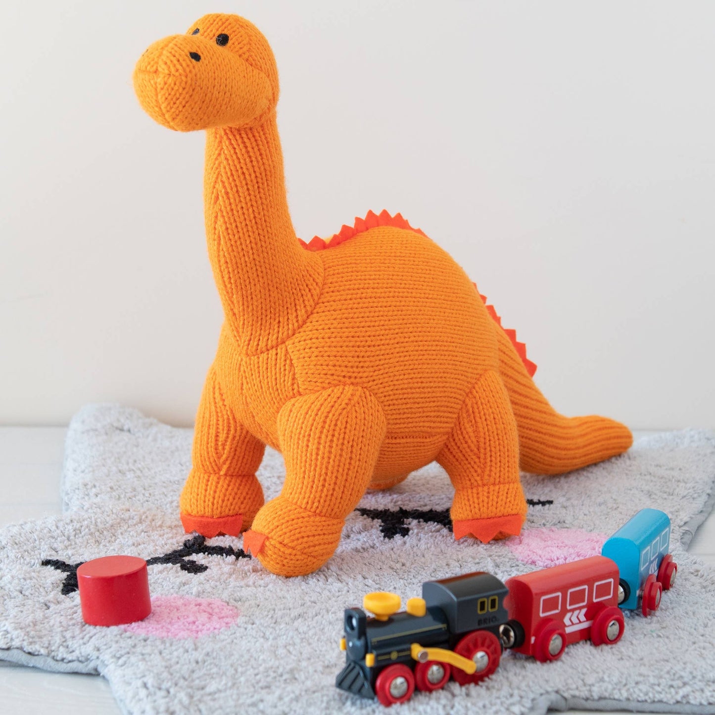 Best Years Knitted Orange Diplodocus Dinosaur Plush Toy