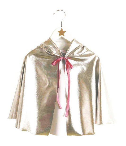 Ratatam! Silver metallic short disco cape