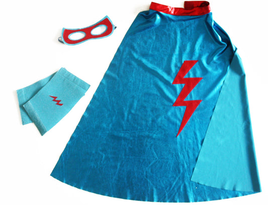 Ratatam! Superhero costume set blue cape+mask+cuffs