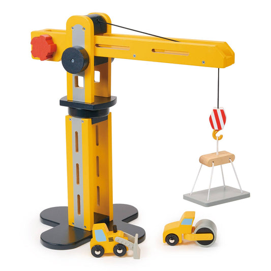 ThreadBear Tender Leaf Wooden Toy Big Yellow Crane For Kids