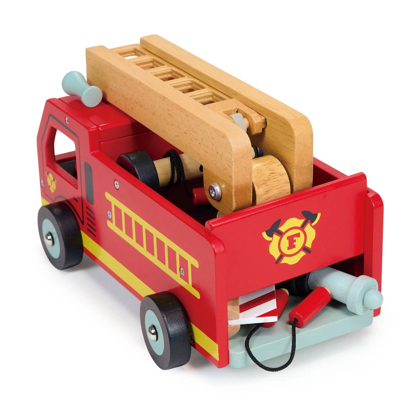 ThreadBear Wooden Toy Red Fire Engine For Kids