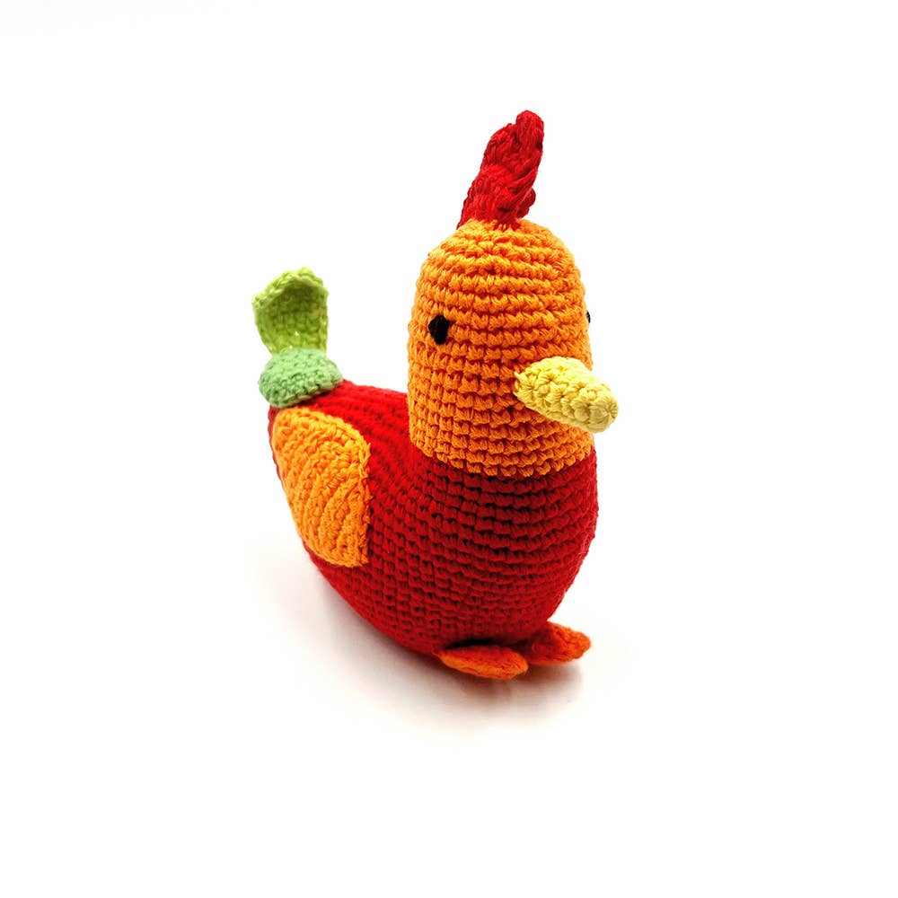 Pebblechild Baby Toy Rooster rattle-red