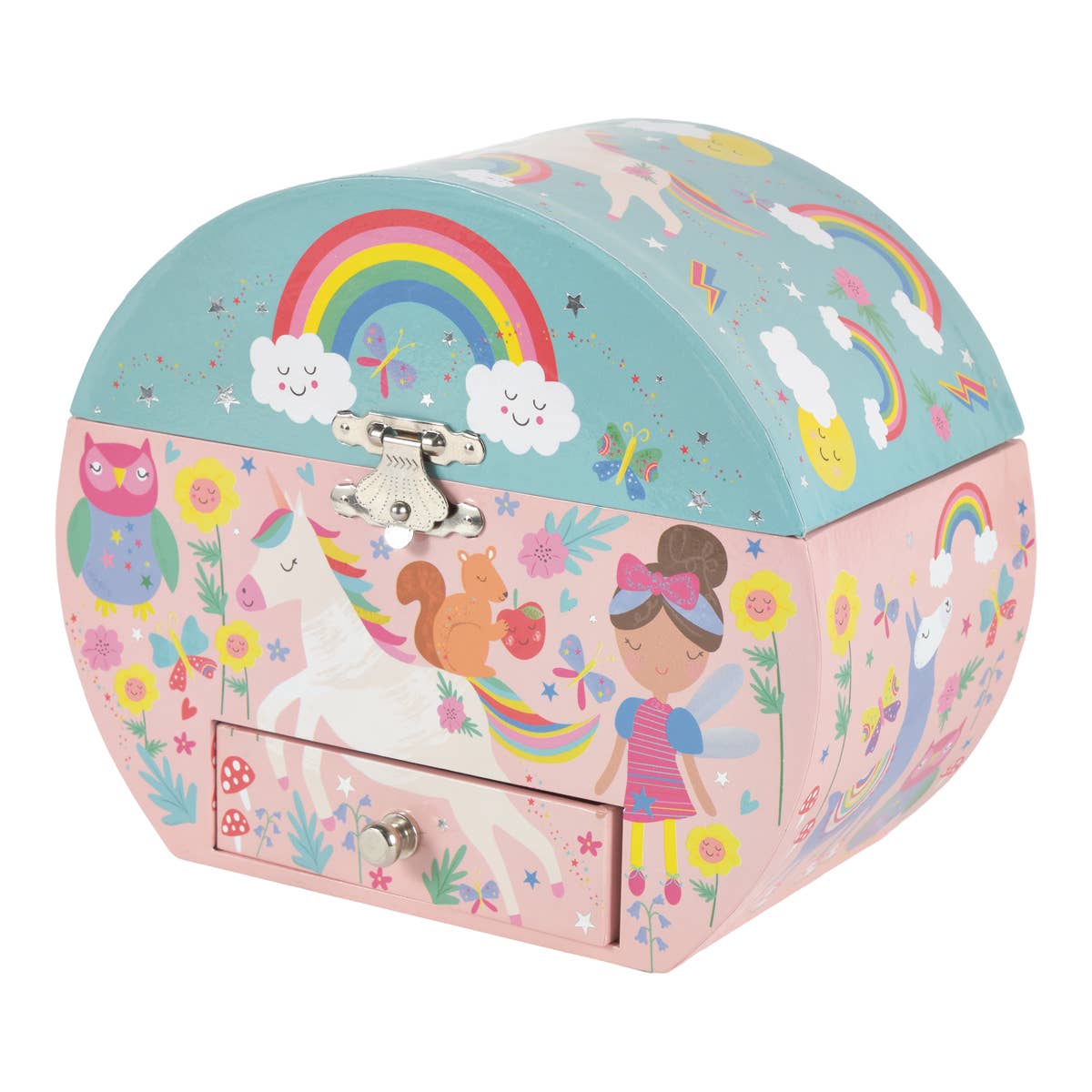 Floss and Rock Floss & Rock Musical Jewellery Box Oval Shape - Rainbow Fairy