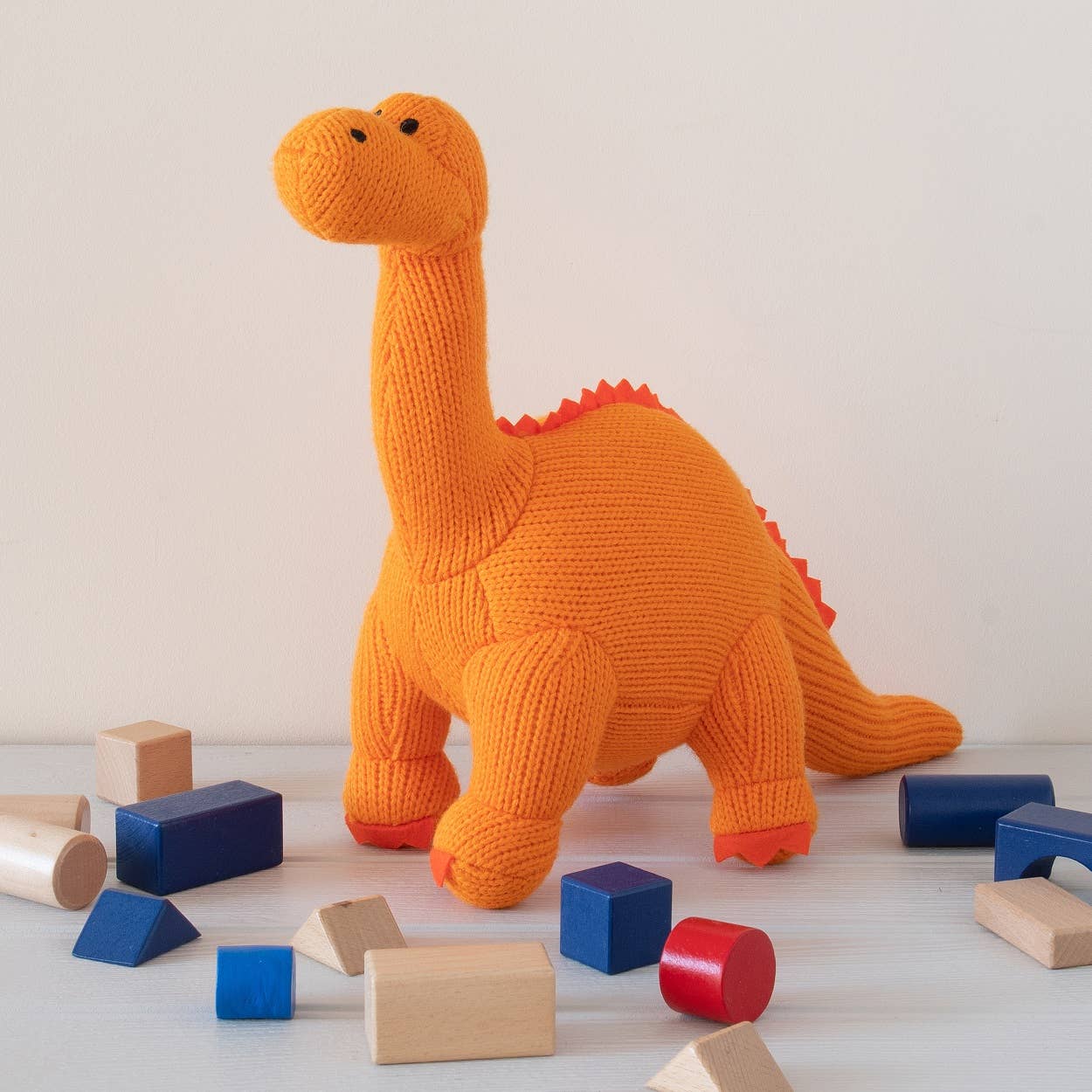 Best Years Knitted Orange Diplodocus Dinosaur Plush Toy