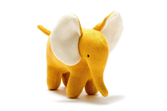 Best Years Ellis the Elephant Plush Toy Knitted Organic Cotton Mustard