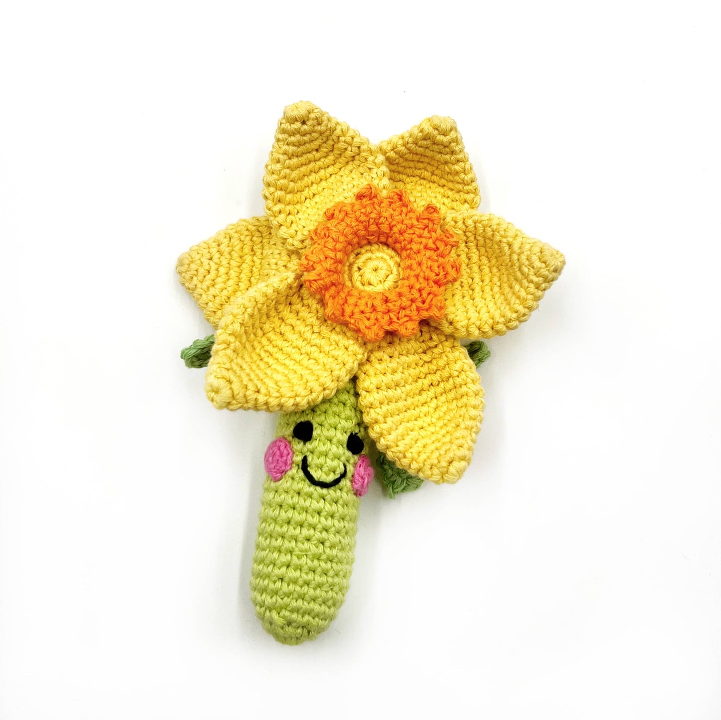 Pebblechild Baby Toy Friendly daffodil-yellow rattle